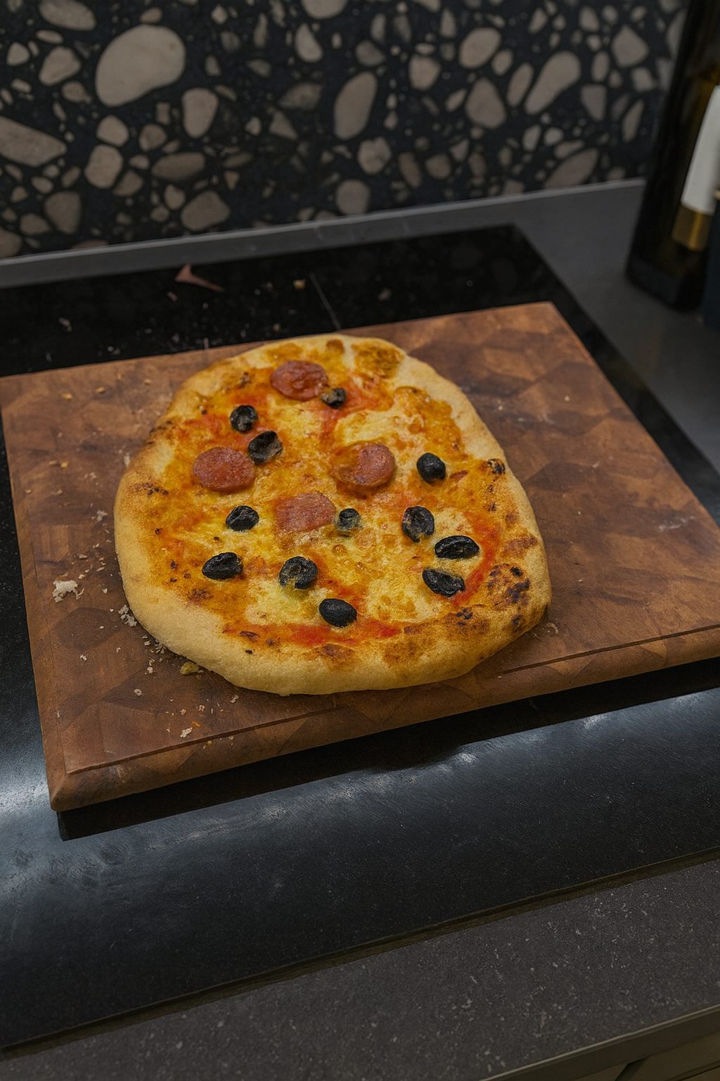 Square Pizza Steel Recipe: Crispy Pepperoni & Olive Pizza